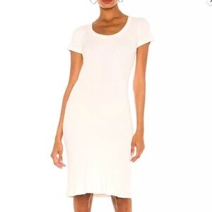 JAMES PERSE RIBBED U NECK DRESS - OYSTER, SIZE 3